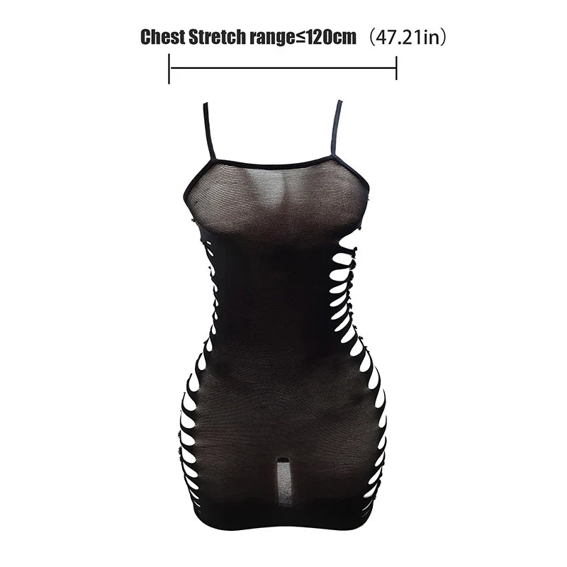 1PC Women Sexy Fishnet Beach Cover Up Hollow Out Bodycon Dress See Through Summer Swimwear