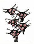 5 pcs Women Sexy Panties Floral Print Thong Low Waist Underwear Hollow Out Breathable Ladies thong C961