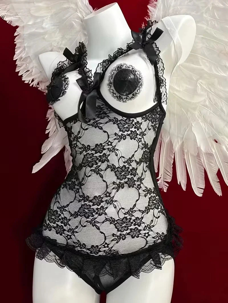 New In Hot Porn Open Bra Sex Bodysuit Crotchless Sexy Lingerie Women Underwear Babydoll Dress Lace Transparent Erotic Costumes
