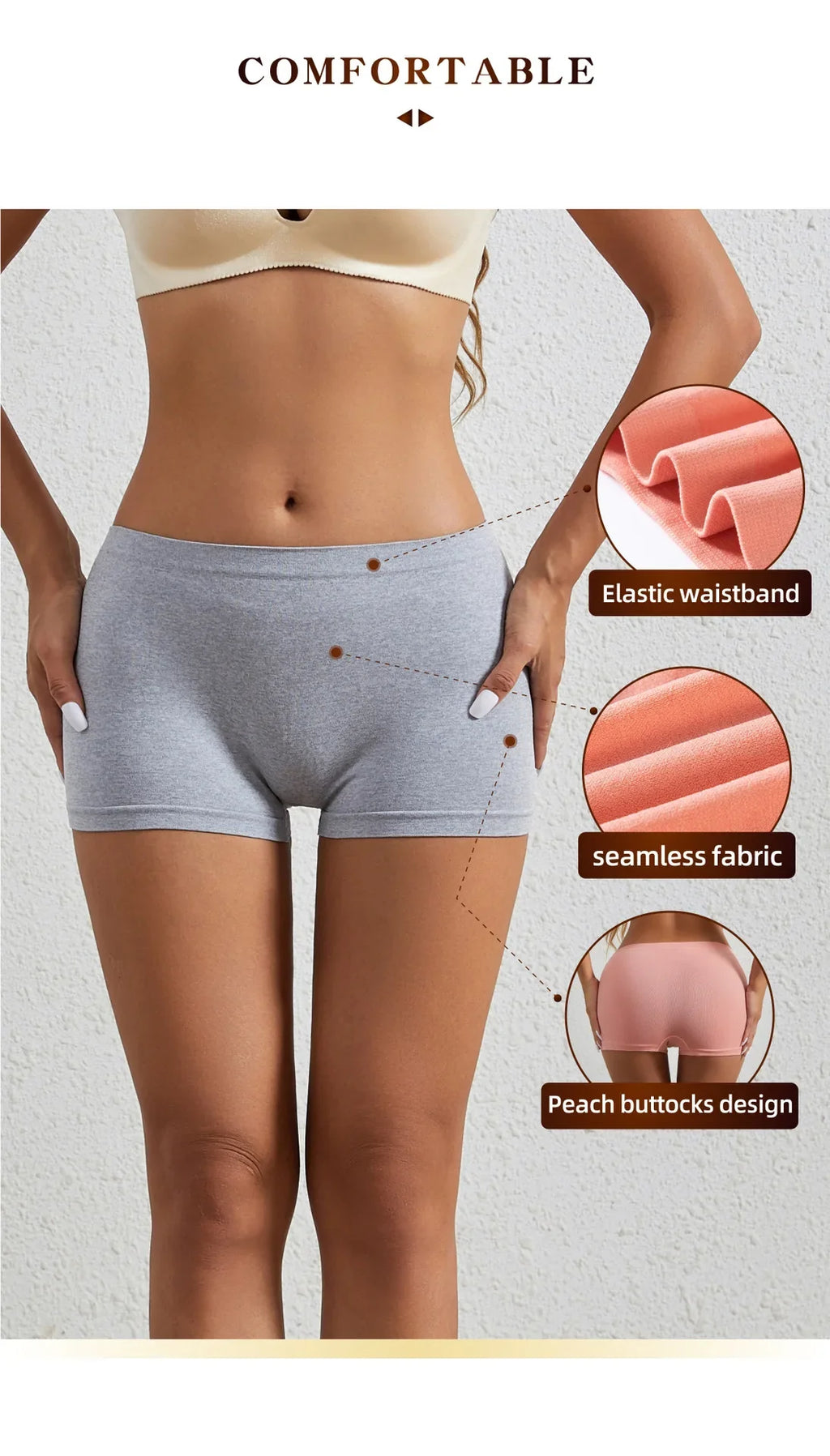Women's underwear, compression pants, sports shorts, solid color underwear, comfortable and close fitting flat underwear