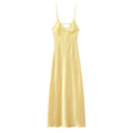 Foridol V Neck Backless Satin Long Dress Women Sexy Beach New in Maxi Summer Dress Spaghetti Strap Yellow Party Vestidos 2025
