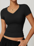 Gym running short sleeved t-shirt fitness bra yoga sportswear women's vest sports top