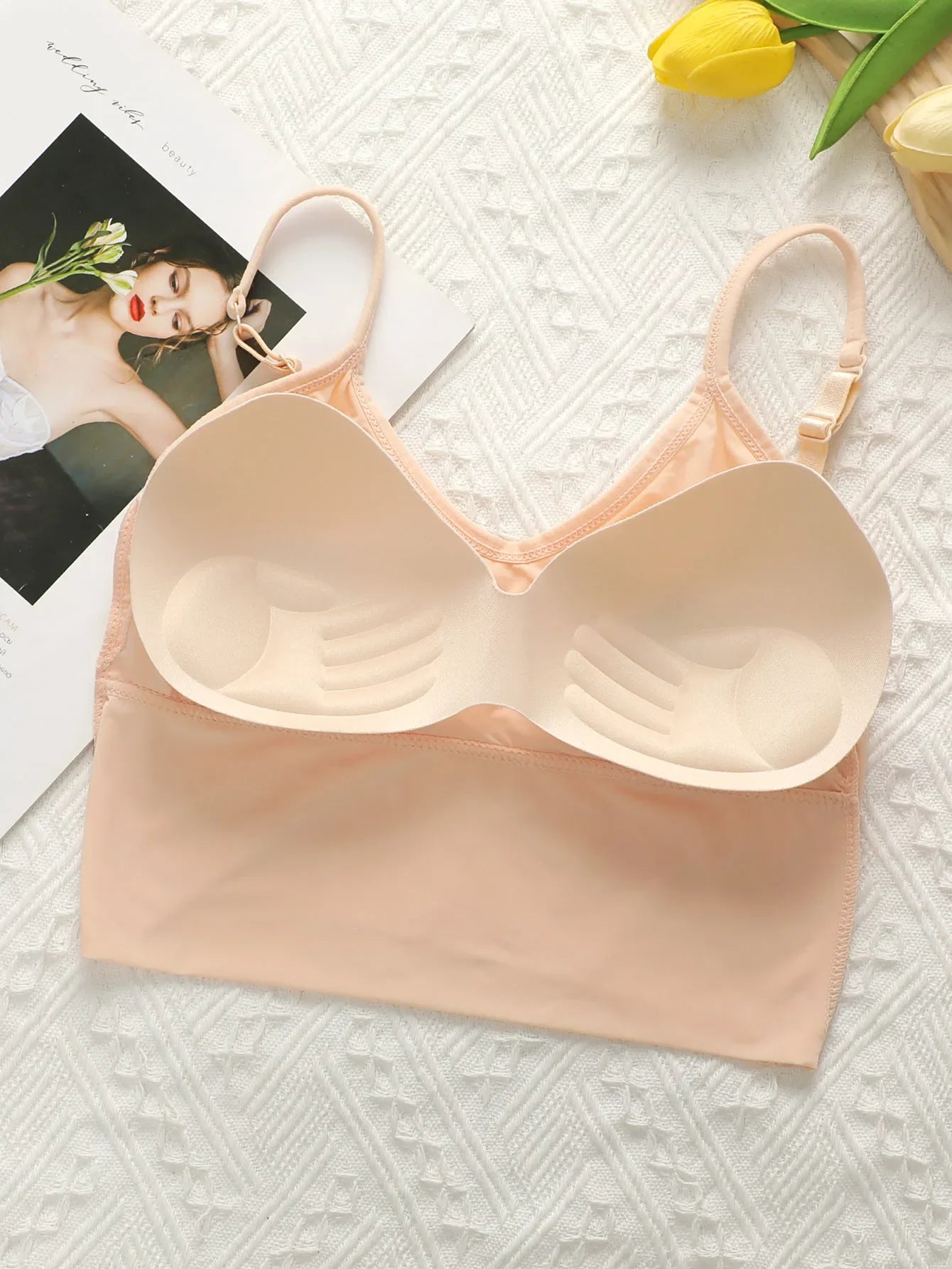 2 pieces of solid color student underwear without steel rings camisoles chest pads detachable bras seamless girl underwear B2075