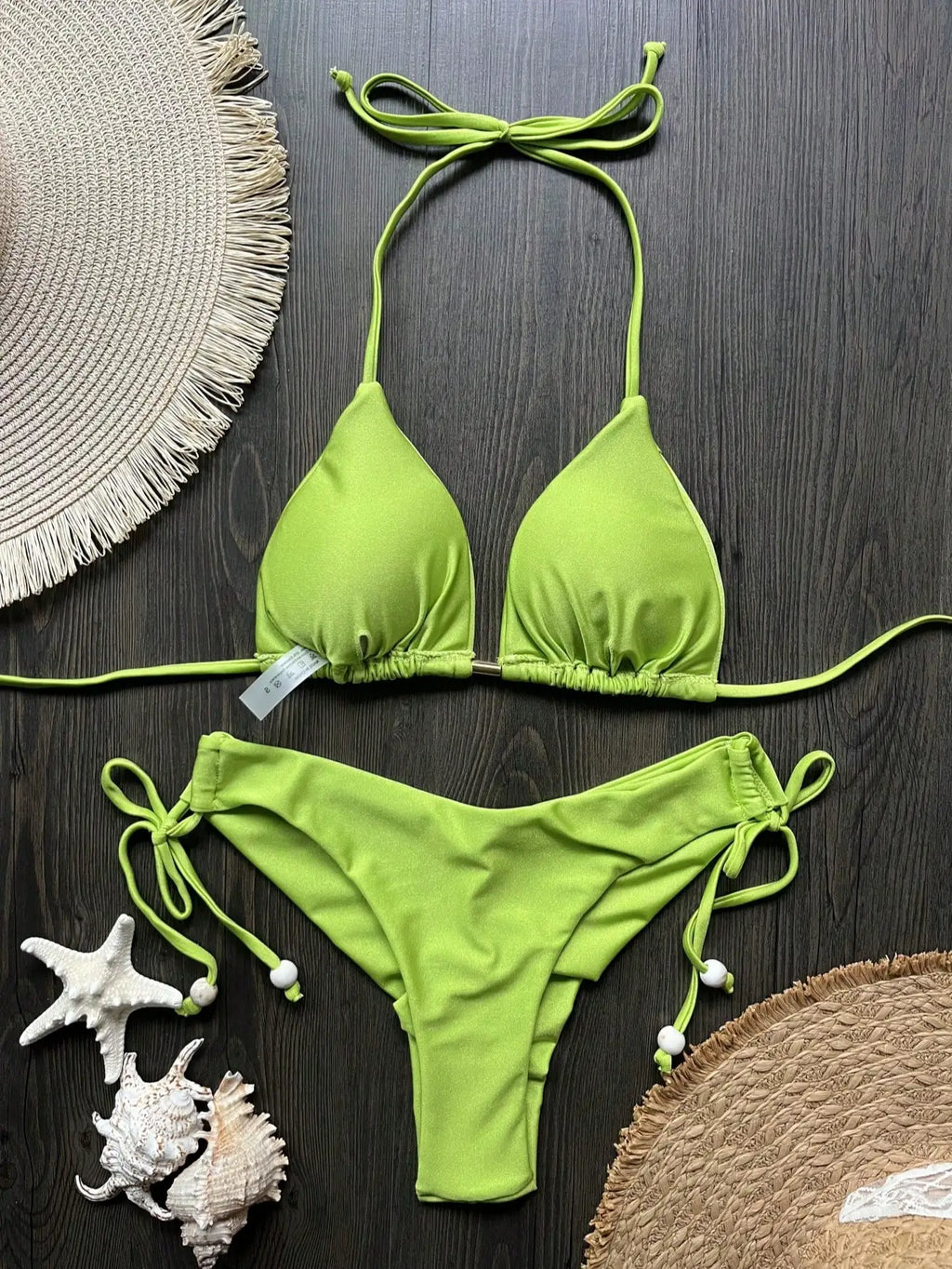 New Solid Color Bikini Set 2026 Women's Swimsuit Hanging Neck Rope Split Swimsuit 2-piece Set Summer Beachwear