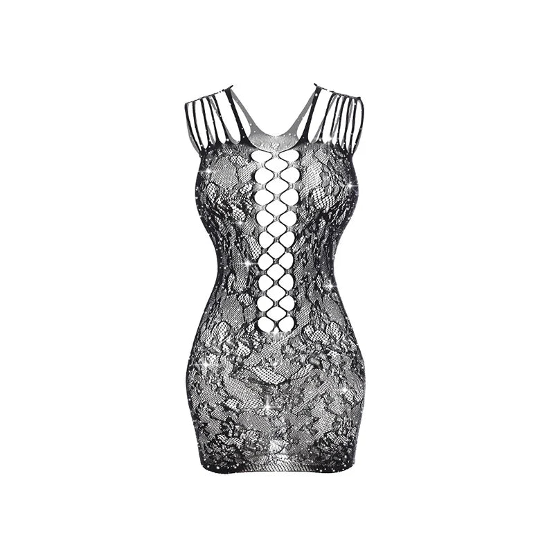 Women Sexy Fishnet  Cover Up, Sheer Bodycon Sleepwear See Through Beachwear Without Bikini