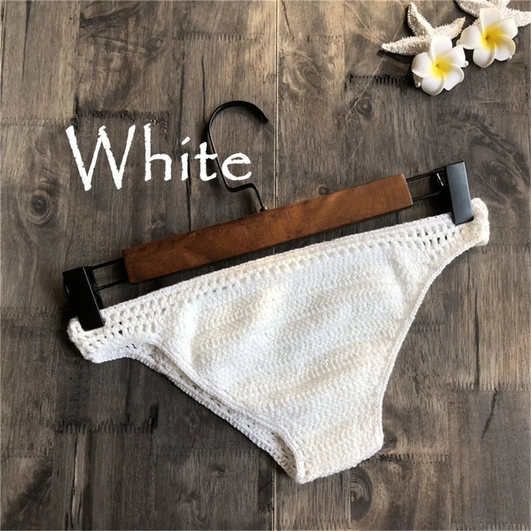 S - XL 9 Colors Crochet Knitted Bikini Bottom Swim Brief Women Swimwear Female Bather Brazilian Tanga Panties Underwear V4195