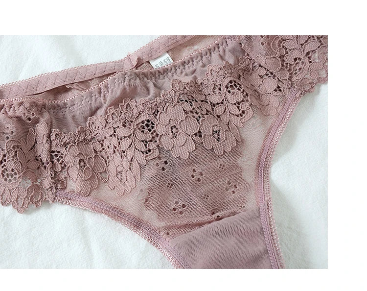 Lace Sexy Girls G String Panties Women Briefs Transparent Thong Thin Hollow Out Underwear Female Low Waist Lingerie Size S-XL