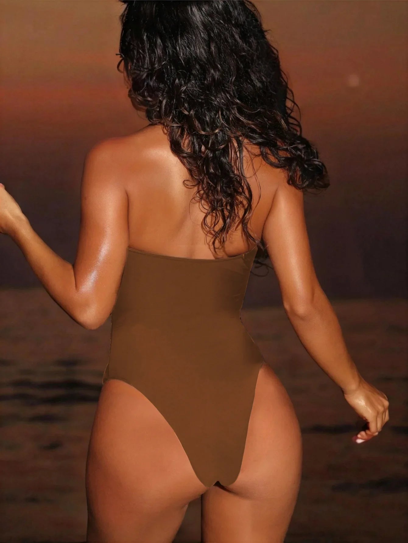 2026 Summer Women's One-piece Suit Swimwear Sexy Hollow Out Neck Lace-up Bodysuit Beachwear High Waist Push Up Bathing Suits