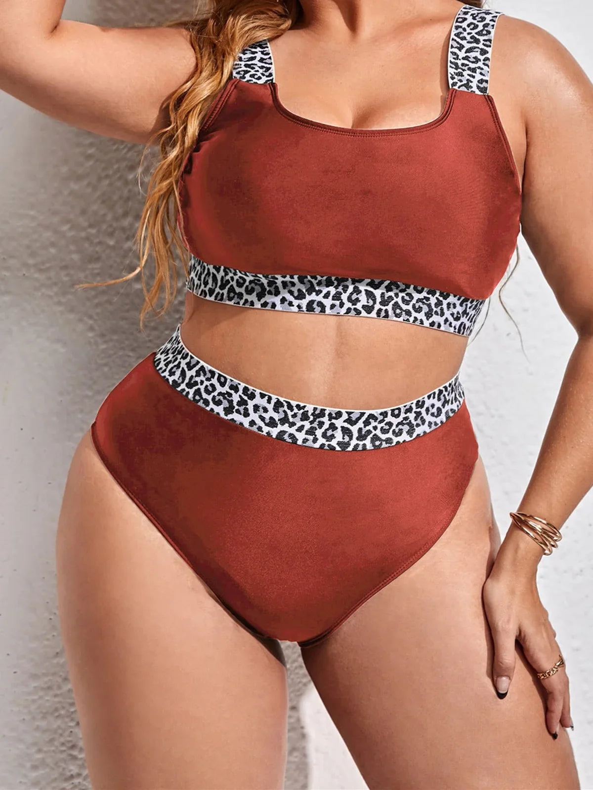 0XL - 4XL Splicing Bikini Large Size Swimwear Plus Size Women Swimsuit Female Two-pieces Bikini set Bather Bathing Suit K3785