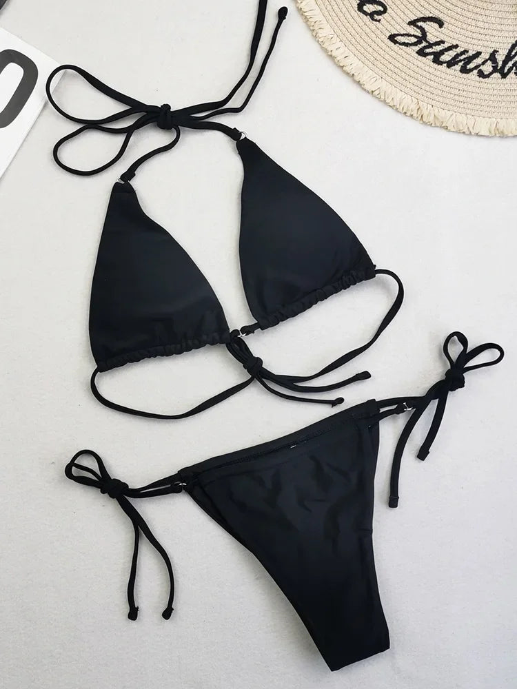 2025 Polka Dot Mini Micro String Bikini Women Swimsuit Female Bikinis Brazilian Swimwear Two Pieces Bikini Set Bathing Suit Swim