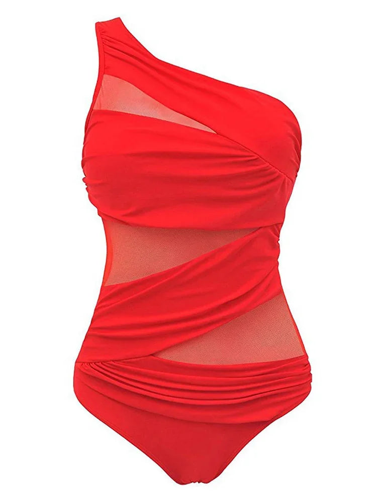Women Fashion Bodysuit Bikini Biquini Summer Swimwear Mesh Bandage Cut Out Sleeveless Bathing Suits Sexy Thong Swimsuits