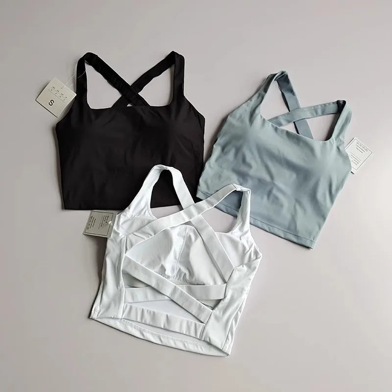Women's Shock Absorbing Sports Bra Gathered Design Running Fitness Vest Underwear Quick Dry Comfortable Bra for Active Women