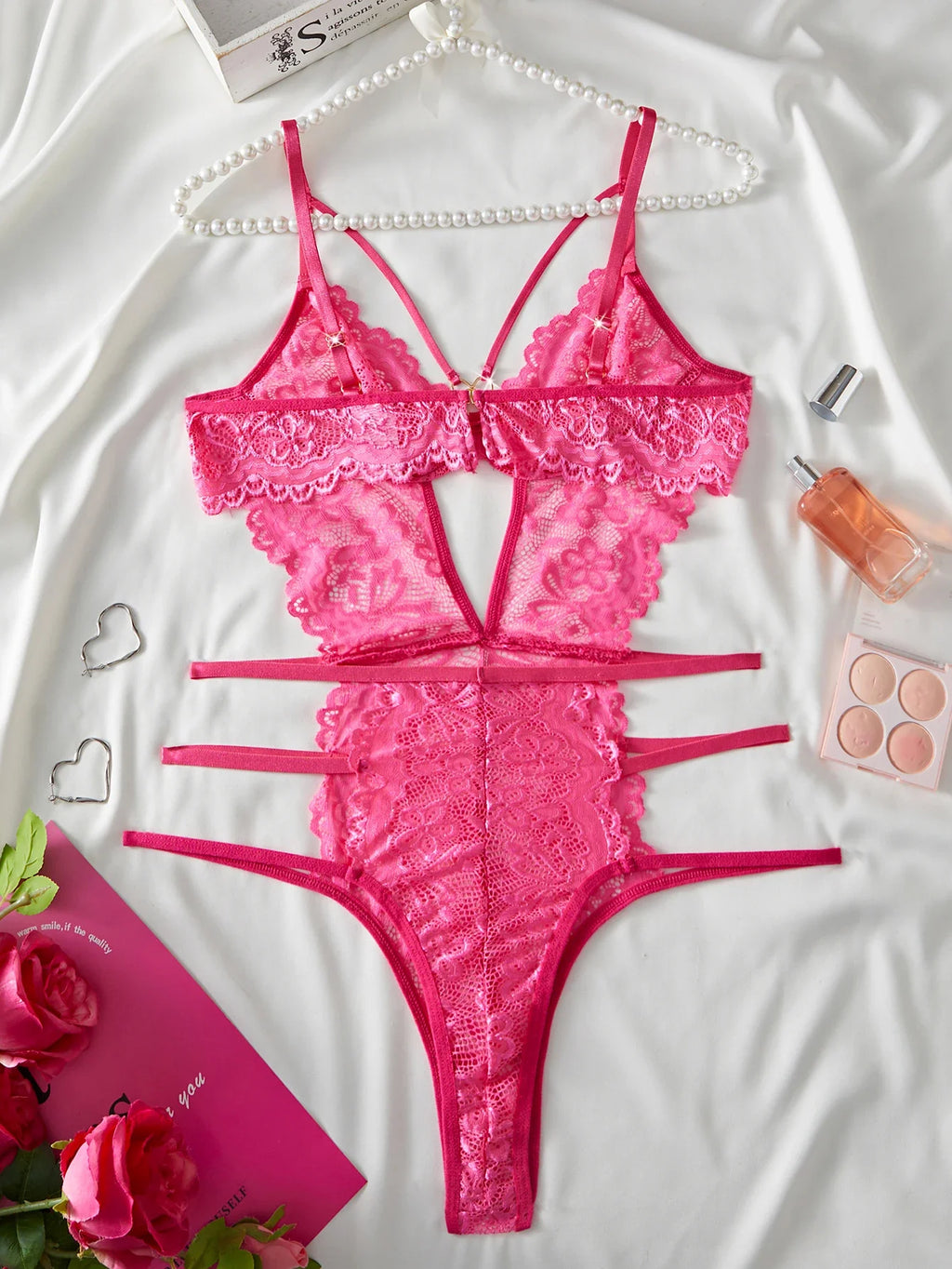 Women's Seductive Erotic Sexy Lace With Ornament Sexy Bodysuit Babydoll Lingerie Teddy Hot Underwear Romantic Nights Clothing