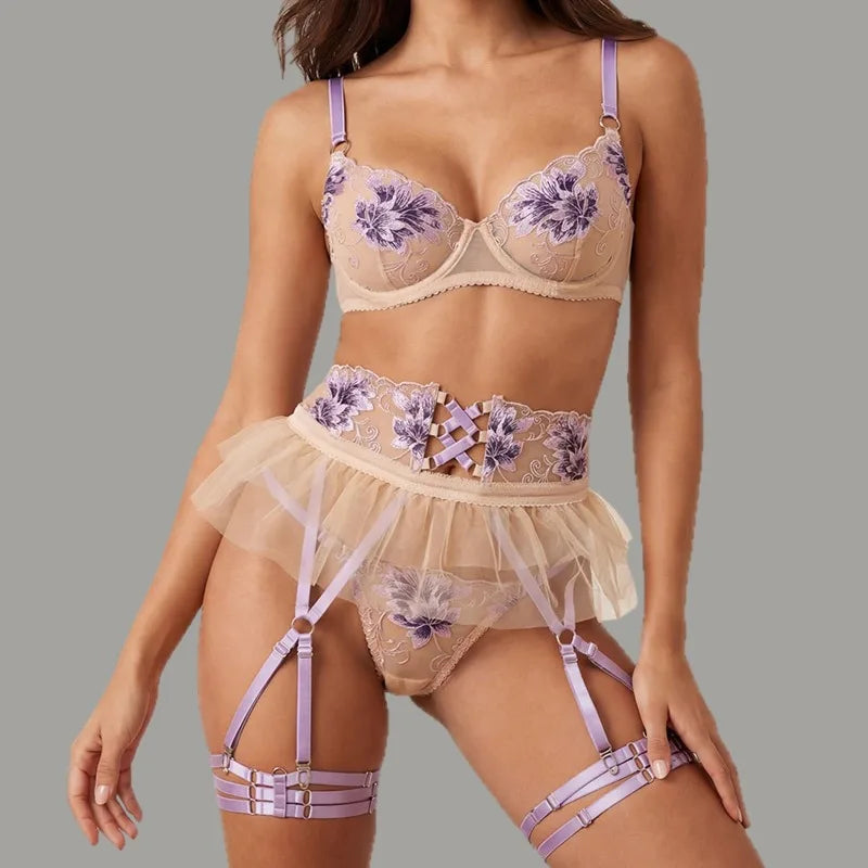 Toucheart Erotic Lingerie New Sexy Purple Embroidery Heavy Industry Pure Bodyshaping Luxurious Seductive Intimate Sexy Underwear