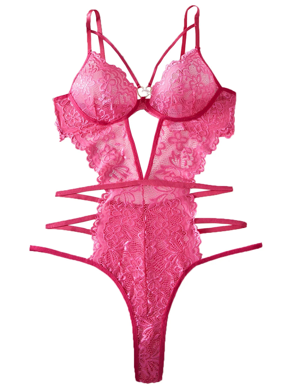 Women Lace Bodysuit Female Underwear Floral Embroidery Heart Shaped Ornament Design Bodycon