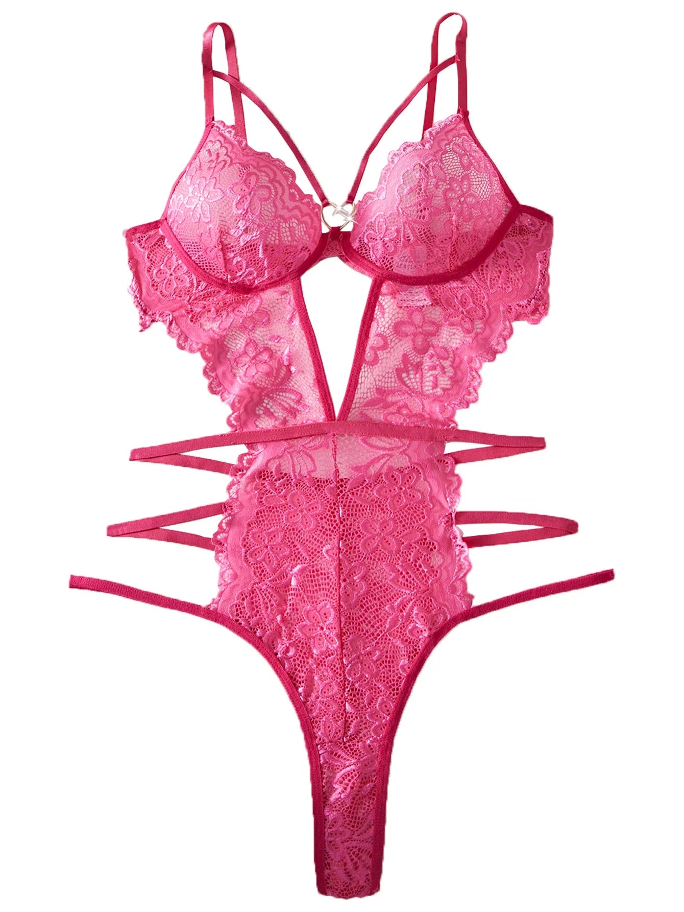 Women Lace Bodysuit Female Underwear Floral Embroidery Heart Shaped Ornament Design Bodycon