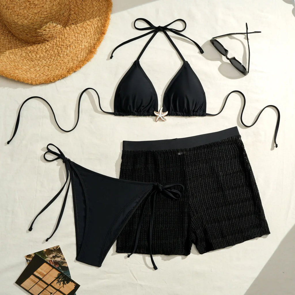 2026 Triangle String Bikinis Women 3 Pieces Swimwear Female & Beach Skirt Sexy Swimsuit Bathers Bathing Swimming Swim Suit Beach