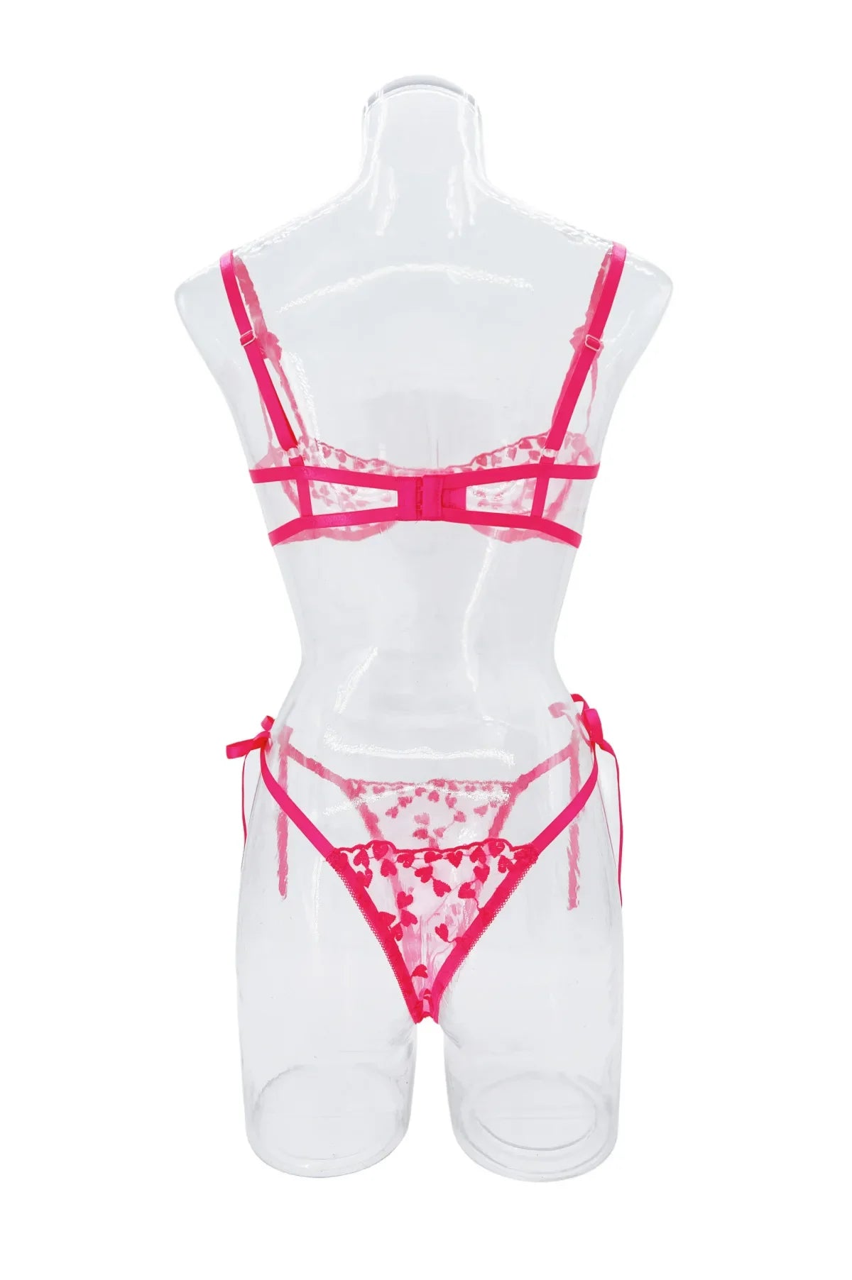 French Lace Heart Bra Set Girls Sexy Women Bralette Adjustable Transparent Embroidery Underwear Thong Bras Lingerie Panties Sets