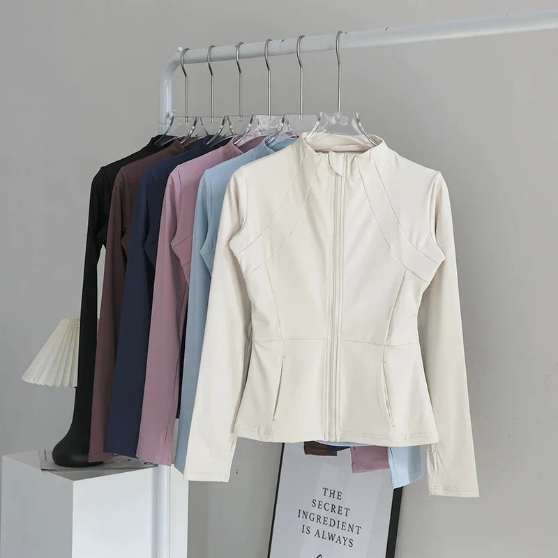 Women's High-End Yoga Suit with Standing Collar Long-Sleeved Sports Jacket for Running And Training Windproof Fitness Jacket