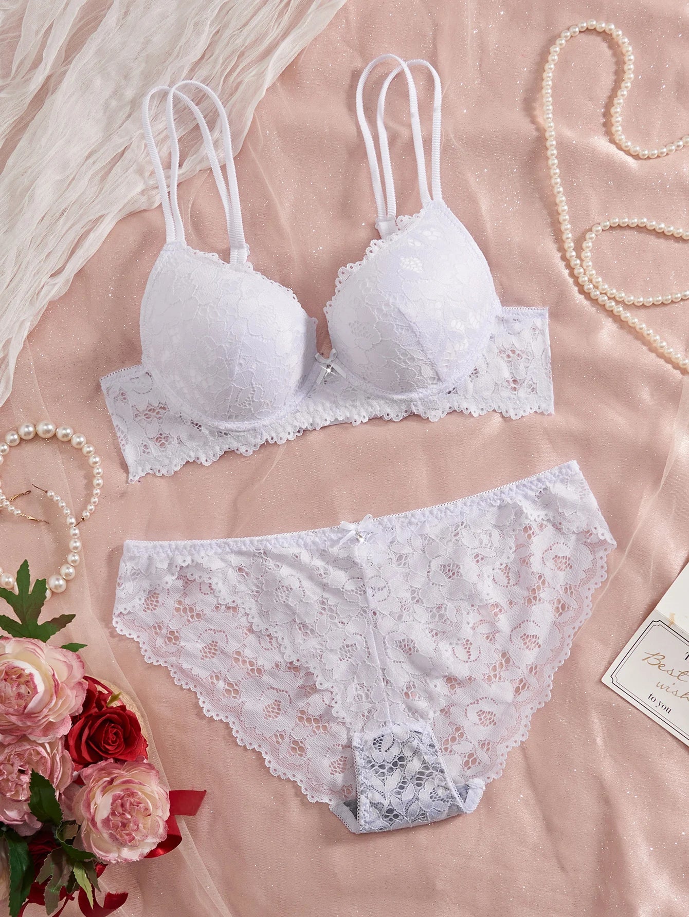 Single of Women's Underwear Set Sexy Lace Patchwork with Push Up Bra Romantic Sheer Women's Panties