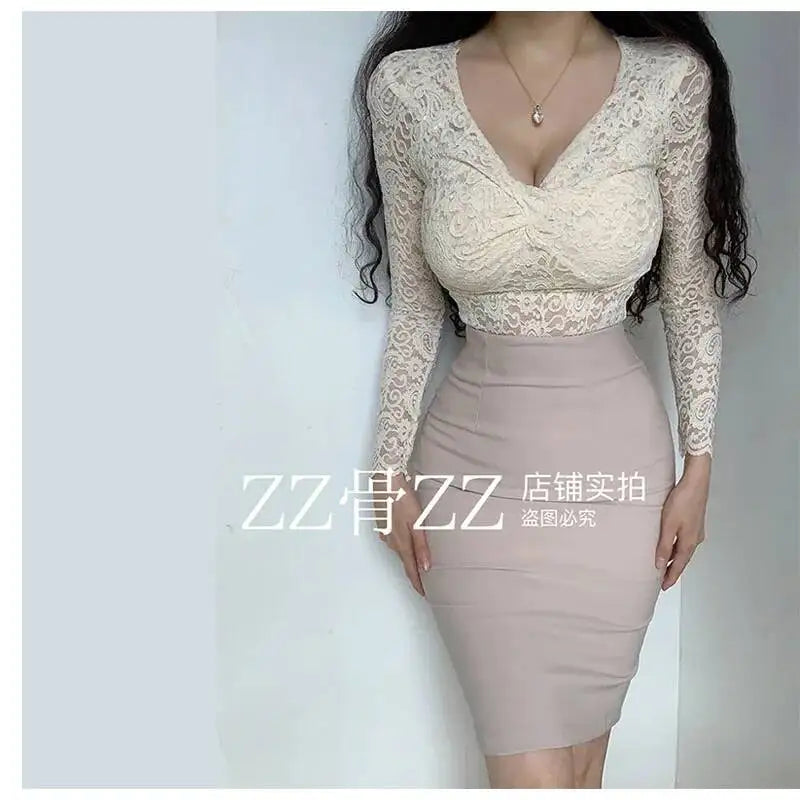 WOMENGAGA Mid Length Skirt For Elegance Apricot Slim Mini Dress Sweet Sexy Korean Women 2023 Skirts High Waist Fashion HGR0