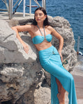 2025 New Sexy Tube Top Bikini set and Skirt Swimwear Women Metal Decoration Bodysuit Lace-up Bathing Suit Beachwear Biquini