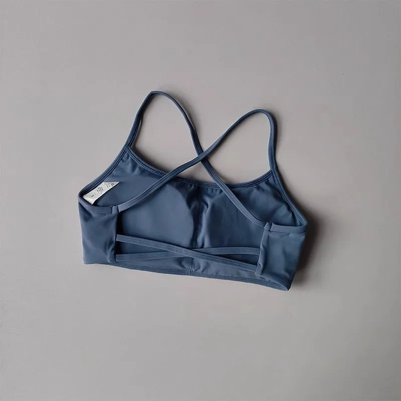 Women's Sexy Cross Backless Yoga Sports Bra Quick Drying Skin Friendly Nude Fitness Bra for Active Wear