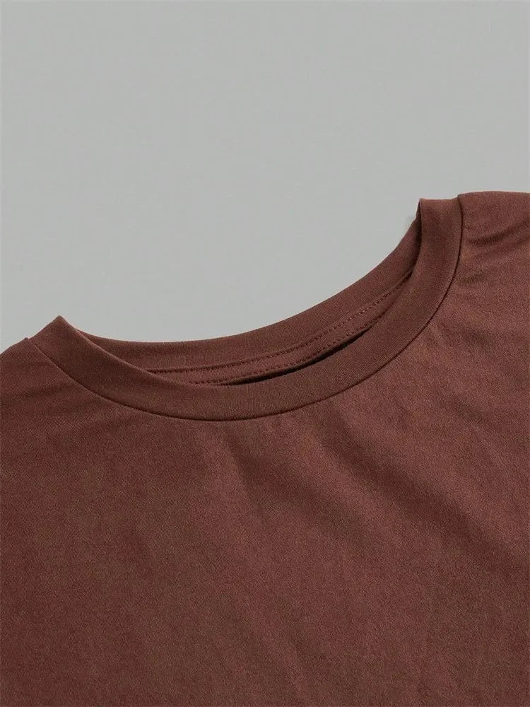 Solid Color Basic Cropped Tshirts for Women Casual Round Neck Short Sleeve Crop Top Summer Slim Fit Tee Shirt Streetwear