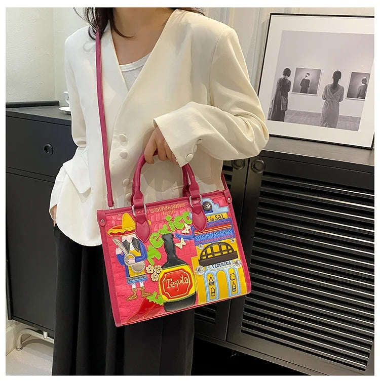 Design Patchwork Zipper 2026 Hot Sale Women's Bags Retro High Quality Women's Bags PU New Personality Stylish Shoulder Bags