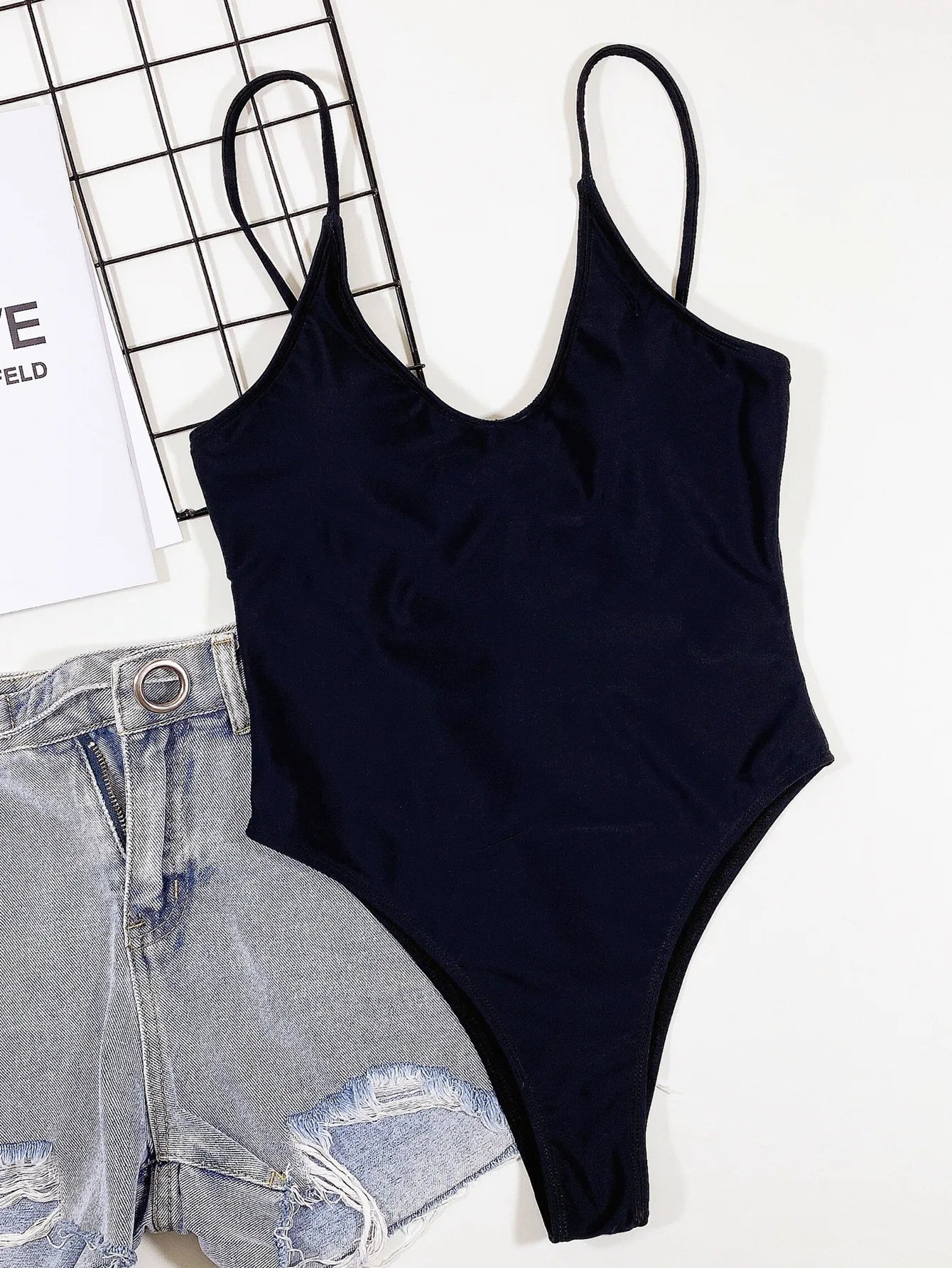 2026 Sexy Black One Piece Swimsuit Swimwear Women Solid One-piece Bathing Suit Beachwear Costumi Da Bagno Donna Banadores Mujer