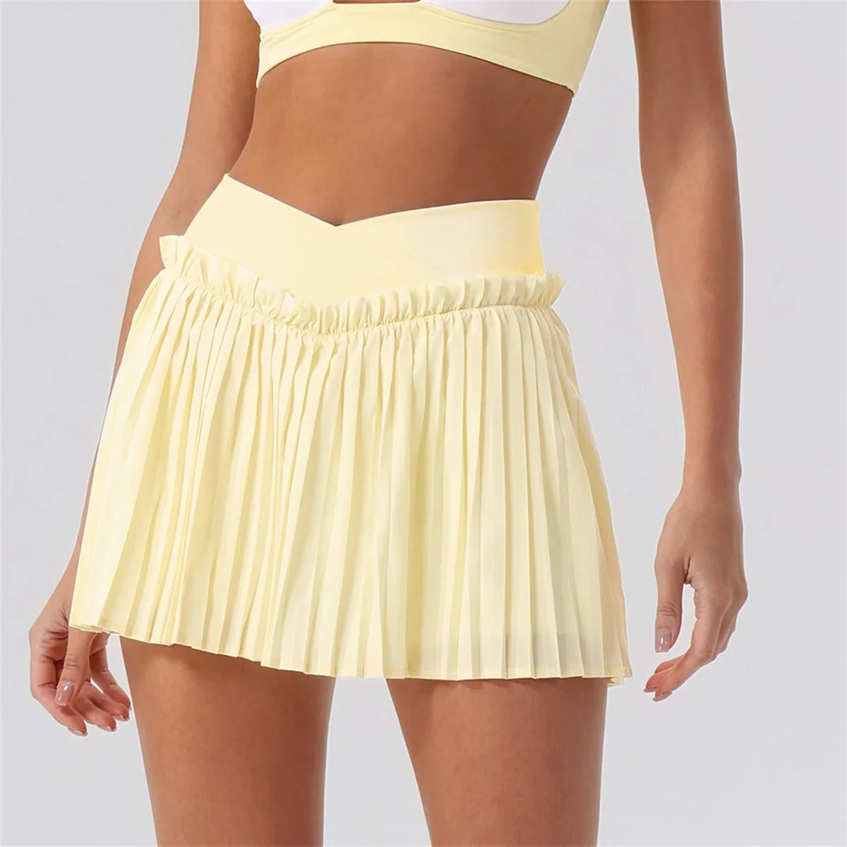 2026 Summer Tennis Short Skort Women Quick Drying High Waist and Abdominal Compression Lace Ruffles Yoga Golf Pleate Mini Skirt