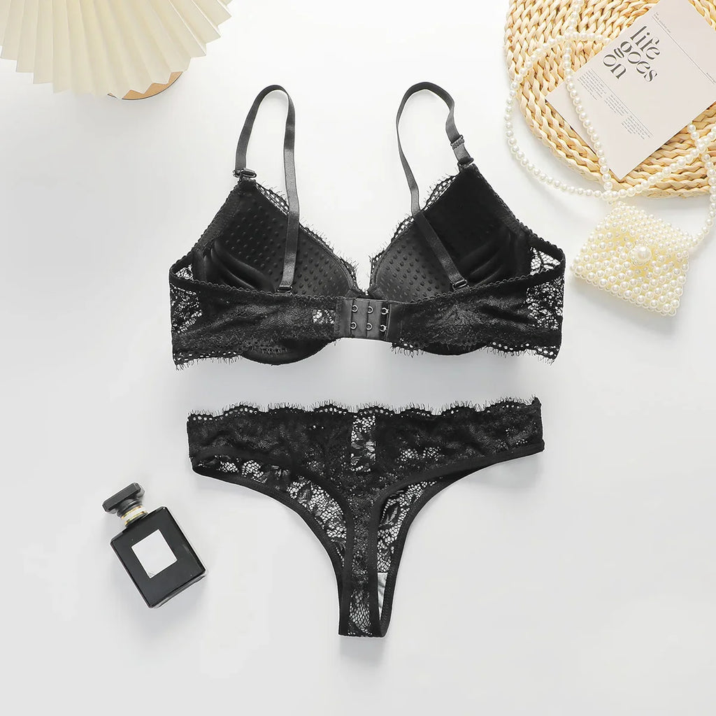 High Quality Simple And Sexy Lace Women's Push Up Two-piece Bra And Underwear A3107