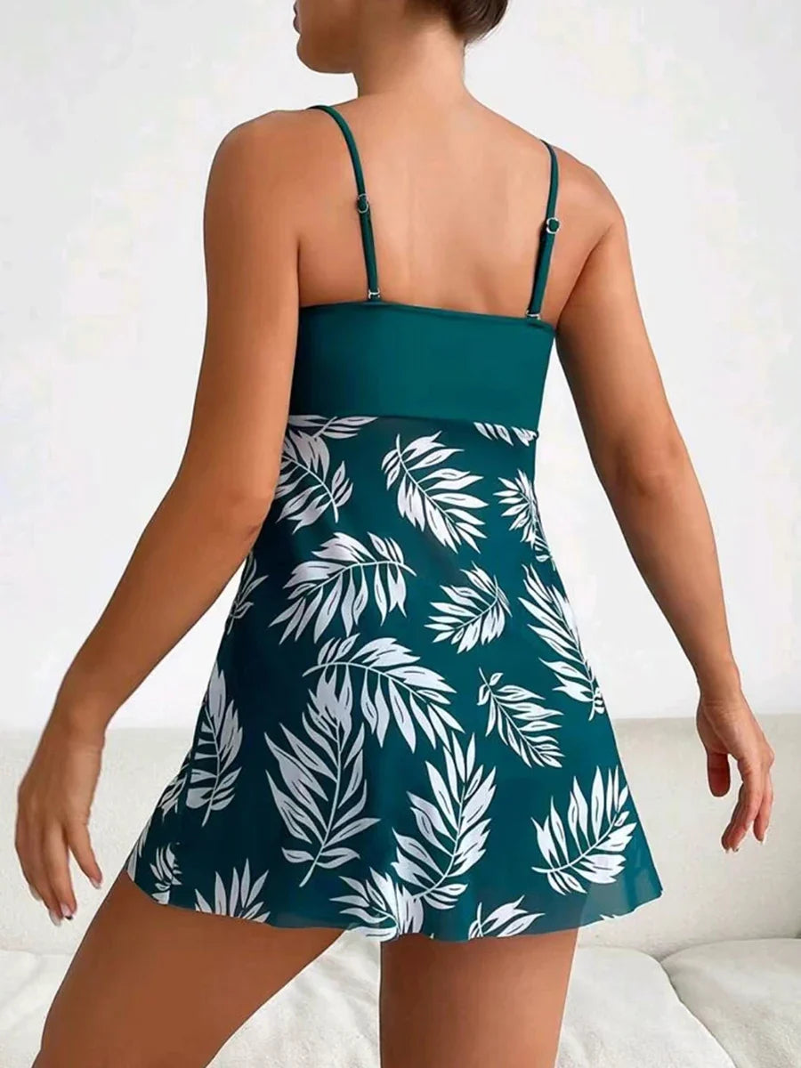 2026 Short Dress Tankini With Shorts Swimsuit Women Swimwear Female Padded Printed Bathing Swim Suit Swimming Beachwear Summer