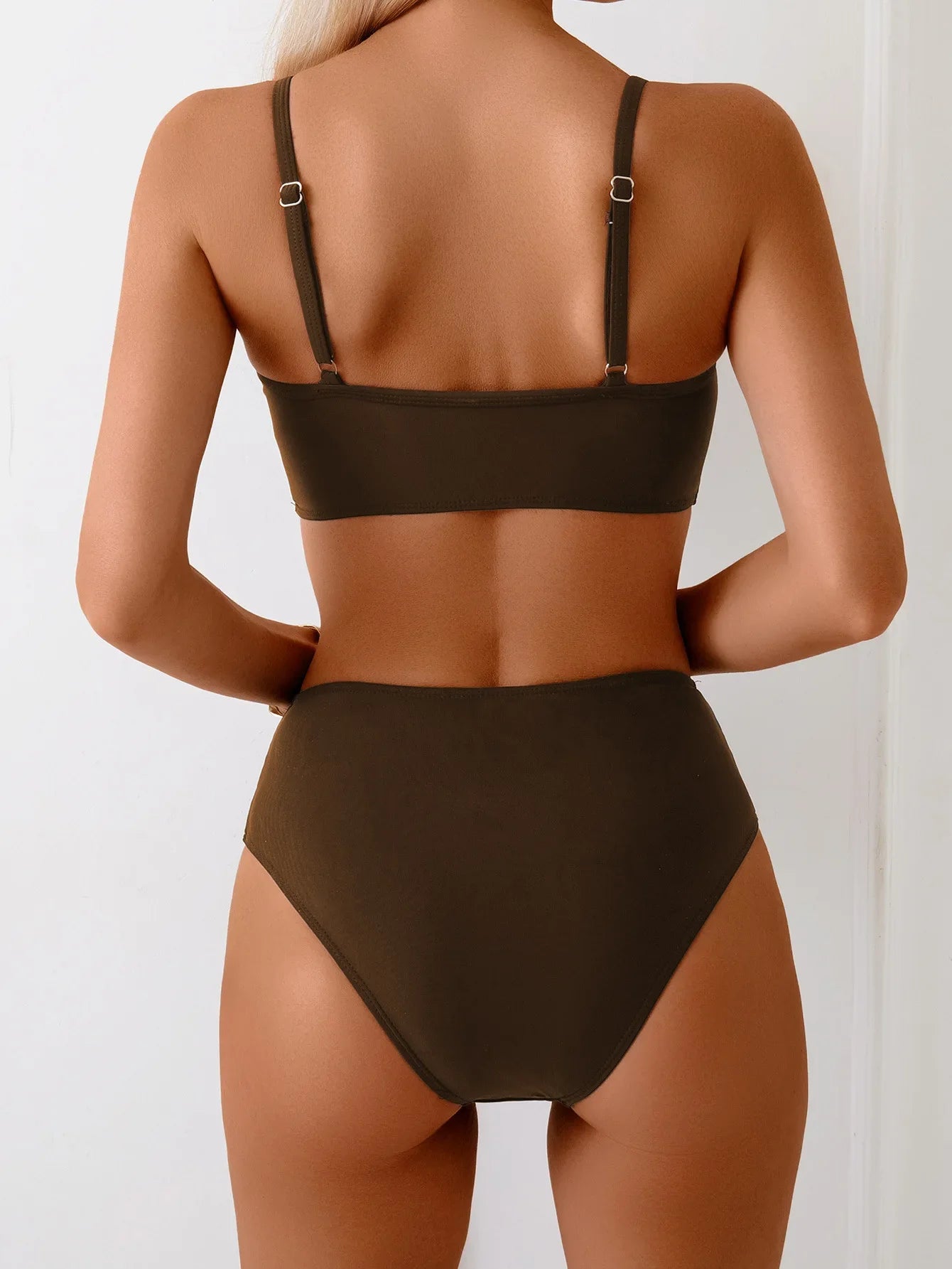 Sexy Black Metal V Wire Bikini Set 2026 Women Hollow Out Push Up Bra High Waist Swimsuit Beach Bathing Suit Two Piece Swimwear