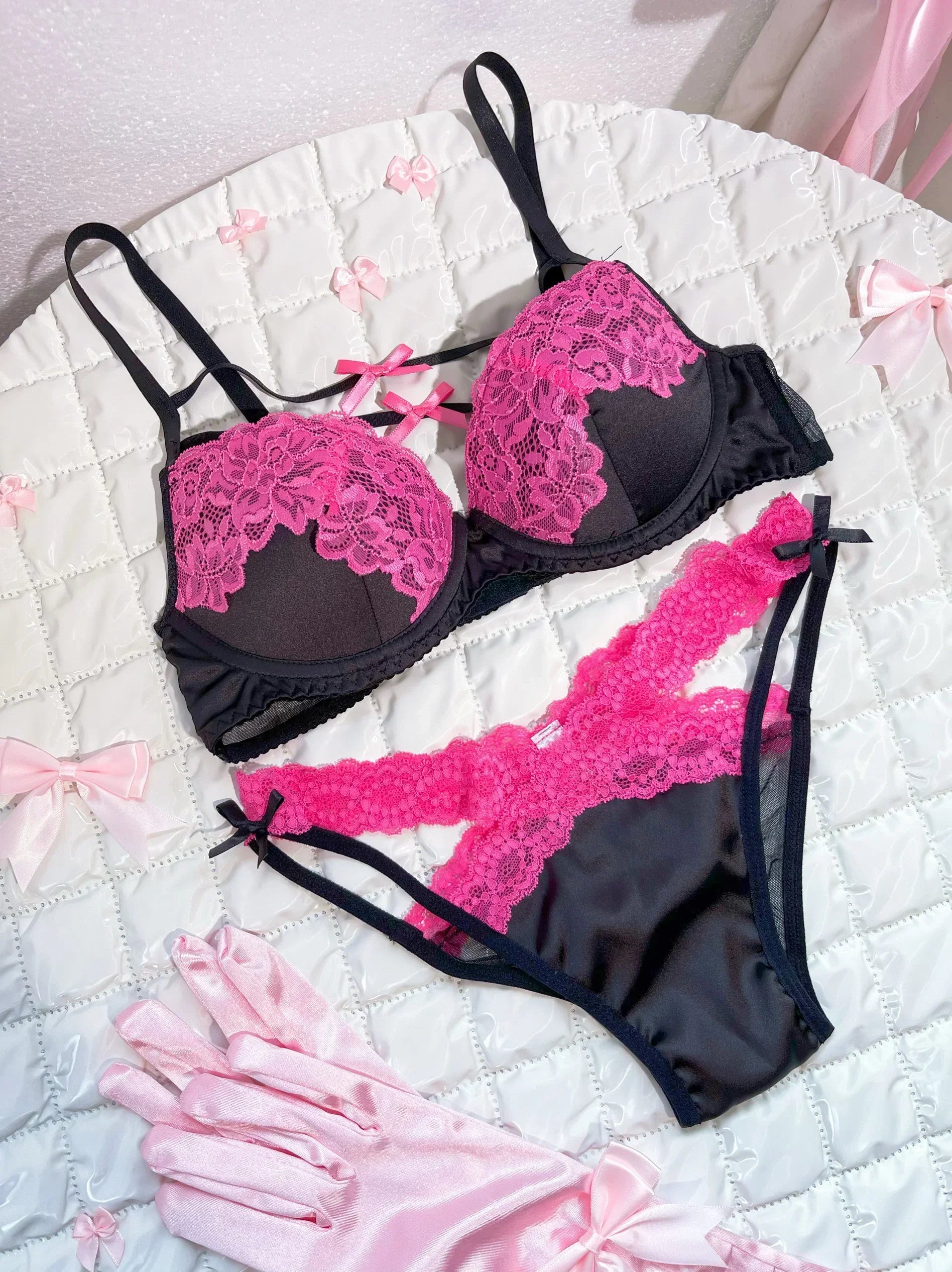 MOYISU New Release Contrast Bra Set | Demure & Sexy French Lace Bralette | Accentuates Small Chest Curves | Breathable Lingerie
