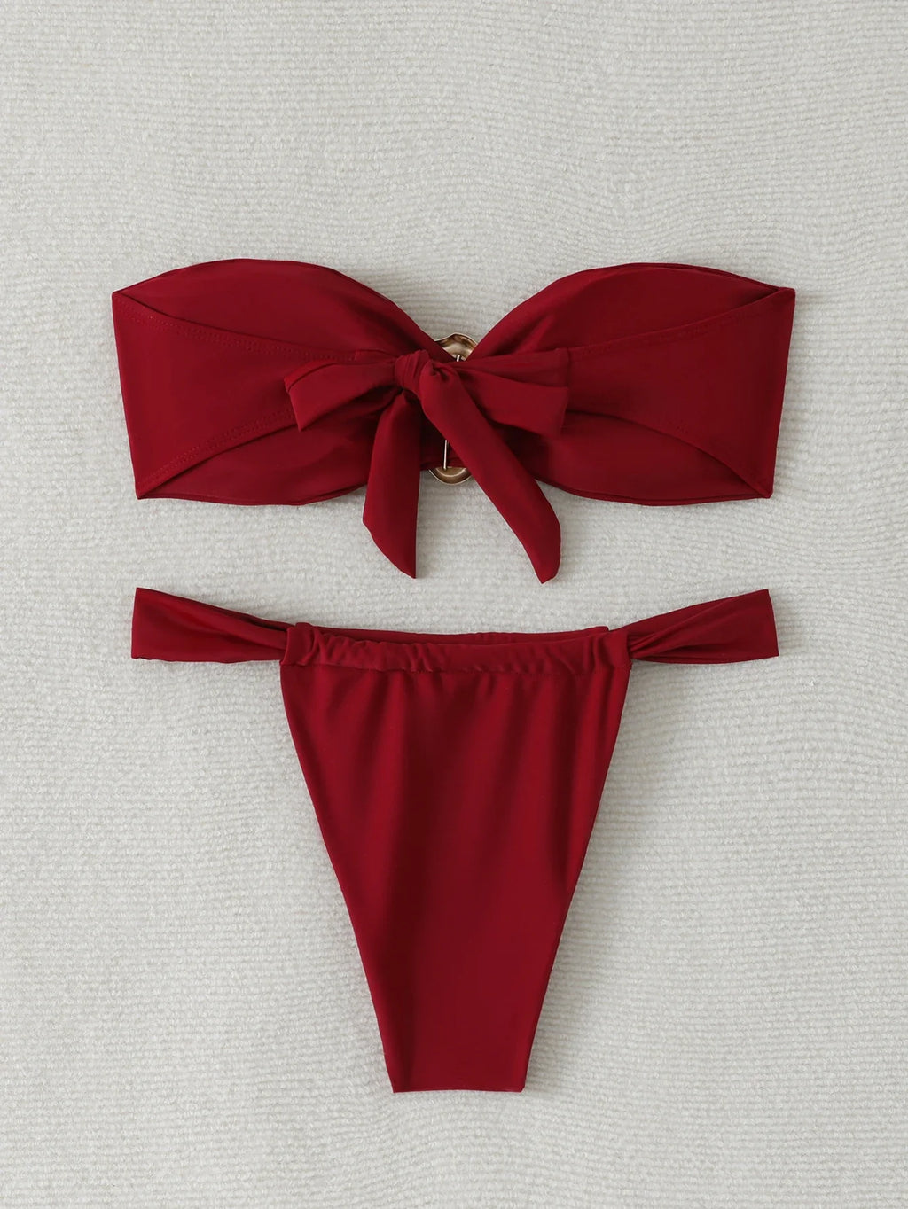 Bandeau Thong Bikinis 2026 Women Sexy Swimsuit Solid Padded Swimwear Female Bathers Bathing Swimming Swim Suit Beachwear