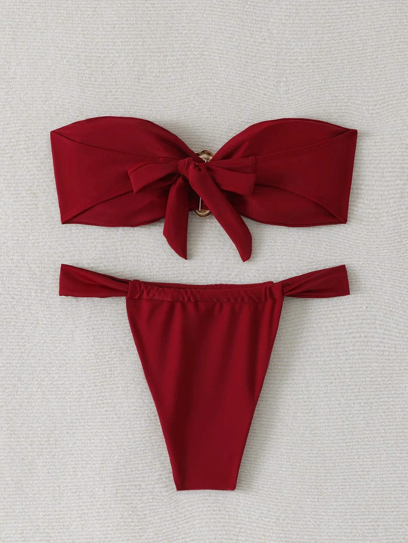 Bandeau Thong Bikinis 2026 Women Sexy Swimsuit Solid Padded Swimwear Female Bathers Bathing Swimming Swim Suit Beachwear