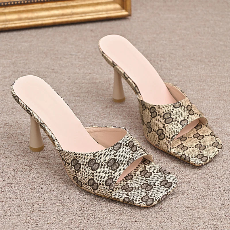 Fashion Design Stiletto High Heel Sandals Women Summer Plus Size 43 Square Toe Sandals Woman Elegant Party High Heeled Shoes