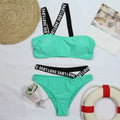 Bikini 2026 Sexy Green Swimwear Swimsuit Women Letter Bandage Bikinis Set Bathing Suit Beach Bikini Female Push Up High Quality