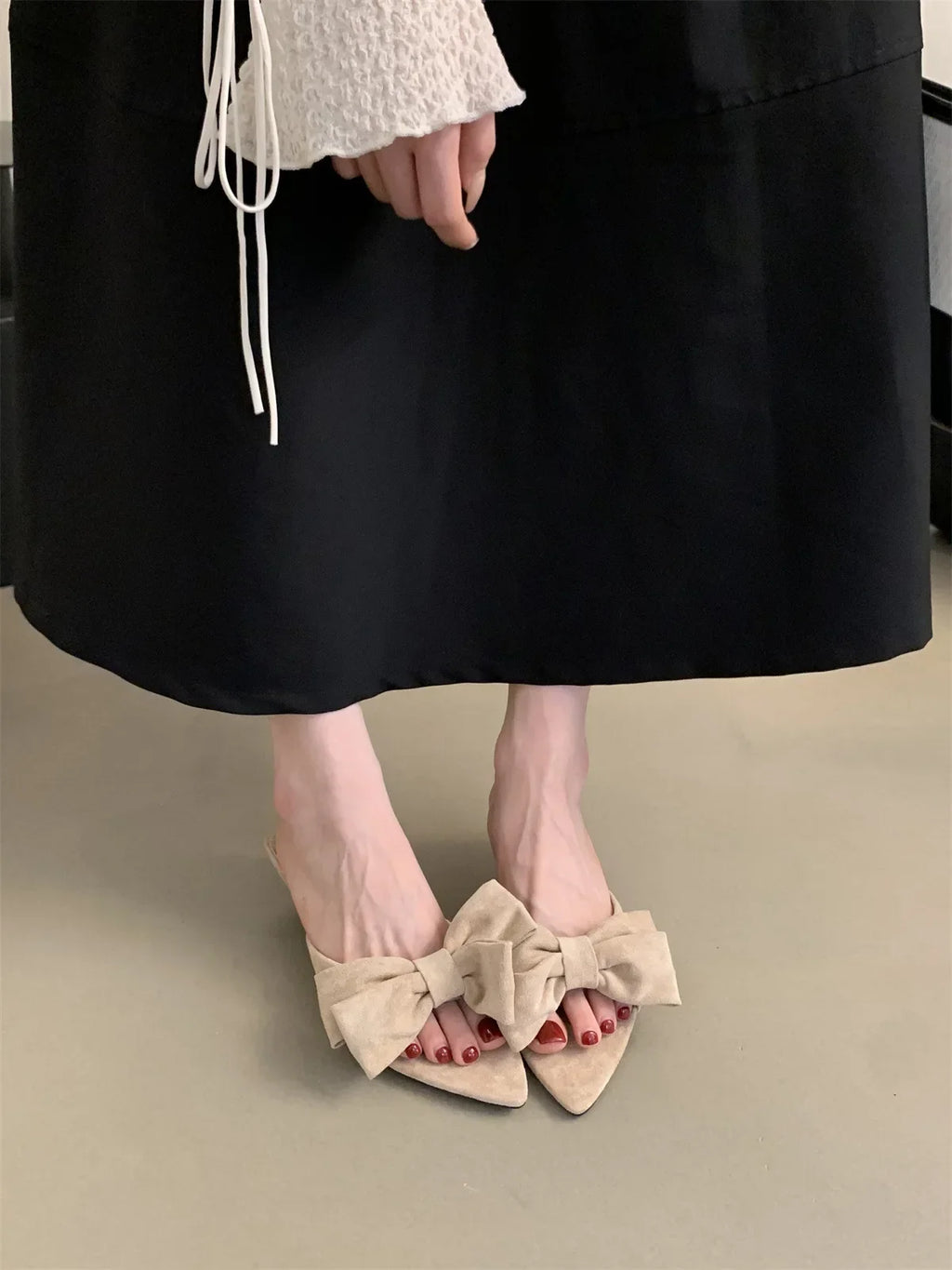 2026 New Women's Summer Butterfly-knot Low Heel Slippers Elegant Open Toe Party Dress Shoes Fashion Outdoor Ladies Slides
