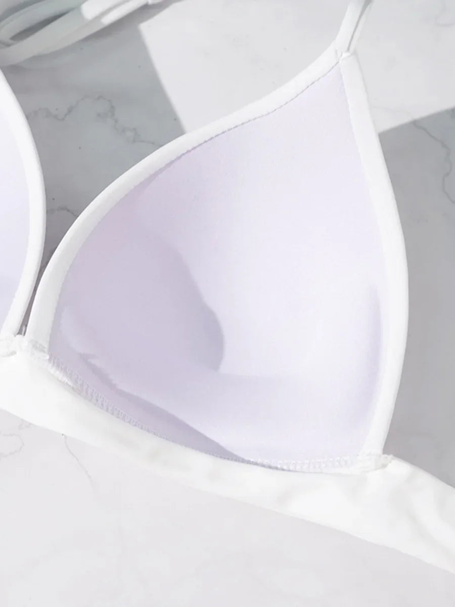 XS - XL Sexy 2025 Push Up Bra Cup Halter Bikini Top Female Swimsuit Women Swimwear Bather Bathing Suit Swim Solid Beach wear Top