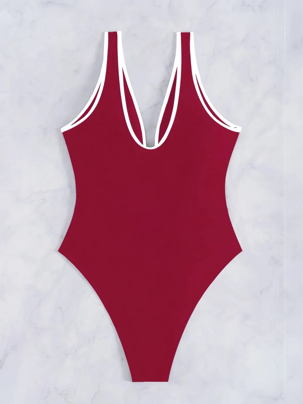 2026 V-neck Vintage Swimsuit One Piece Solid Slim Swimwear Women Bathers Bathing Swimming Swim Suit Female Beachwear