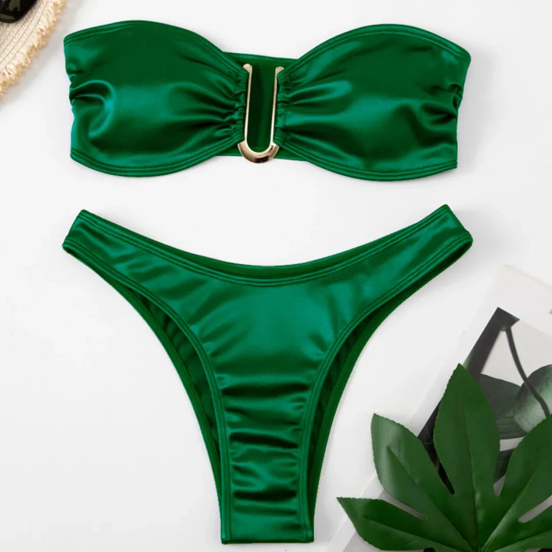 13 Color 2026 New Sexy Bandeau Bikini Women Swimwear Female Swimsuit Two-Pieces Bikini Set Padded Bather Bathing Suit Swim V4647