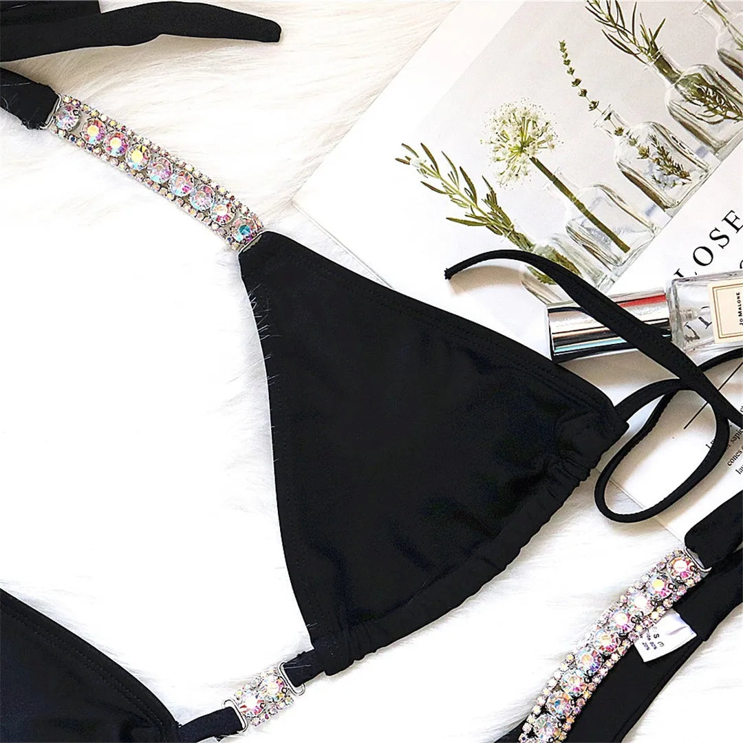 New Jewelled Rhinestone Bling Diamond Bikini Women Swimwear Female Swimsuit Two-Pieces Bikini Set Bather Bathing Suit Swim V2268