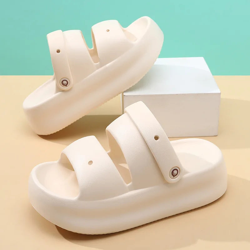 Women Summer Platform Sandals Thick Sole Home Street Slippers Soft EVA Girls Student Daily Walking Shoes 2 Way Wear Sandalias