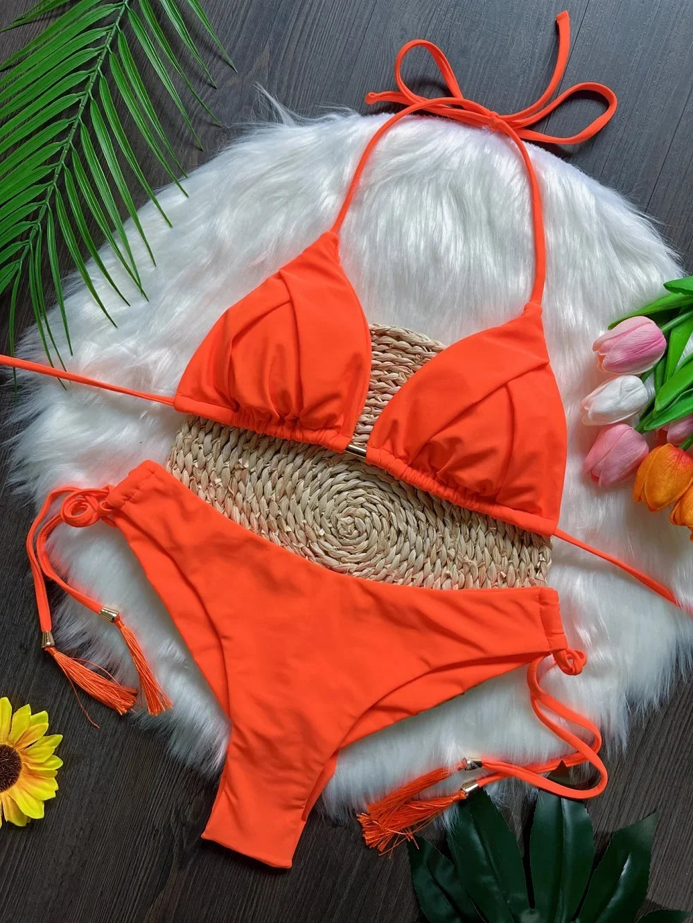 Sexy Folds Bikini Set Solid Micro Bikinis Women Swimsuit Female Triangle Swimwear Beach Wear Bathing Suit