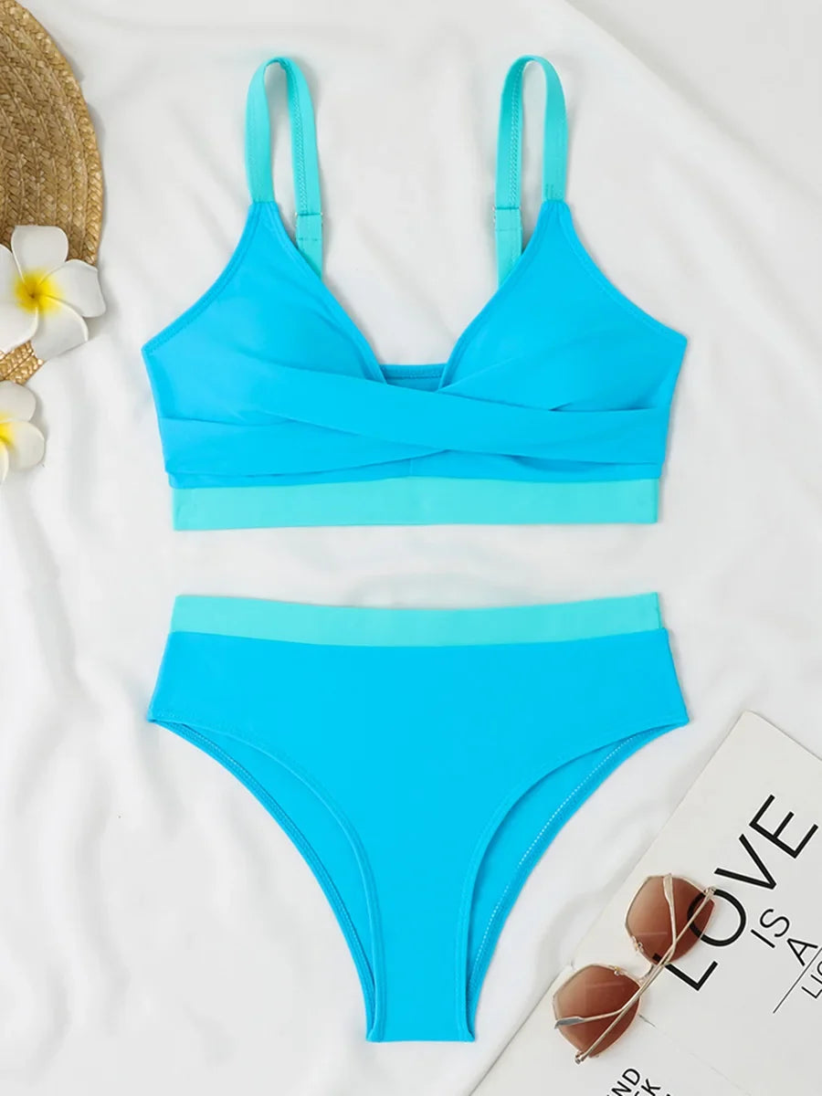 2026 Strappy Bikini High Waist Swimsuit Women Sexy Solid Swimwear Female Bathers Swimming Bathing Swimming Swim Suit Beachwear