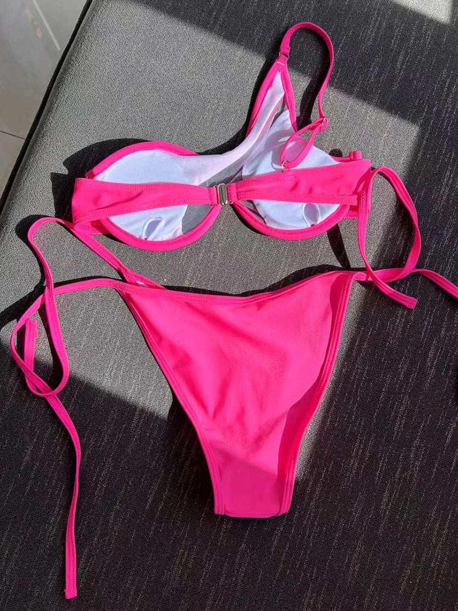 Splicing Black Mesh Underwired Bikini women swimsuit female swimwear Two pieces Bikini set High cut Bather Bathing suit Swim