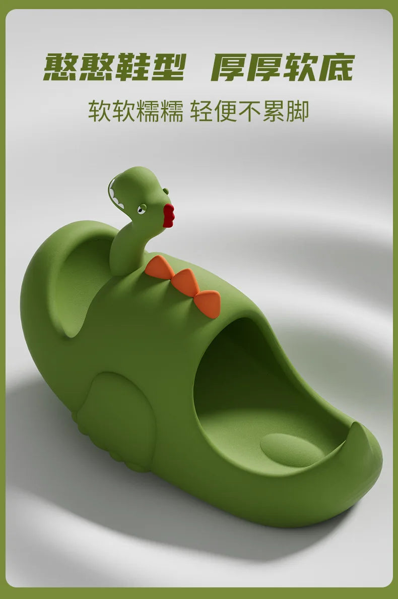 Women Dinosaur Slippers Summer Outdoor Indoor Shoes Soft Sole Non Slip Funny Slides Parent Children Home Floor Footwear