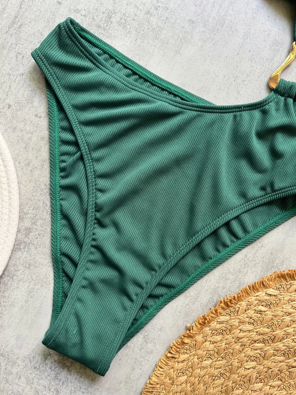 Women's One Piece Swimsuit Ring Cut Out Front High Cut Cheeky Bathing Suit Monokini Swimwear One Shoulder Ribbed Monokini